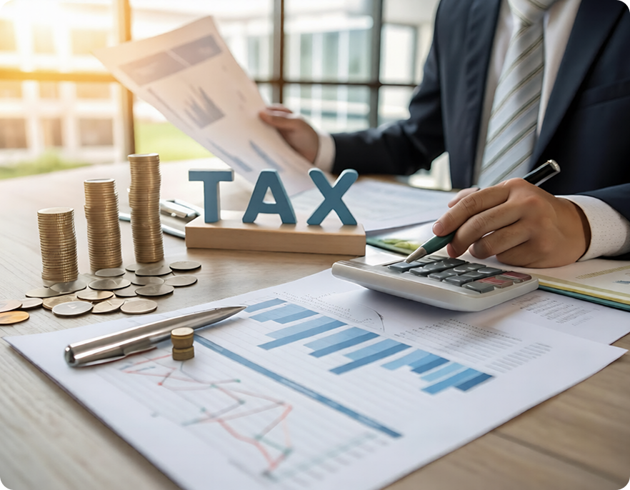 Sales tax filing documents and calculator
